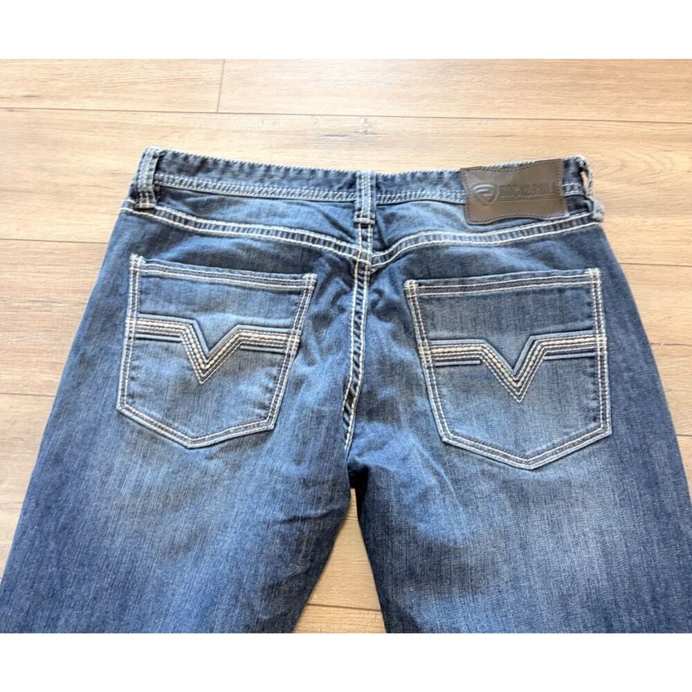 Rock & Roll Rifle Skinny Mens 36X34 Cowboy Thick Stitch Slim Stretch Jeans
